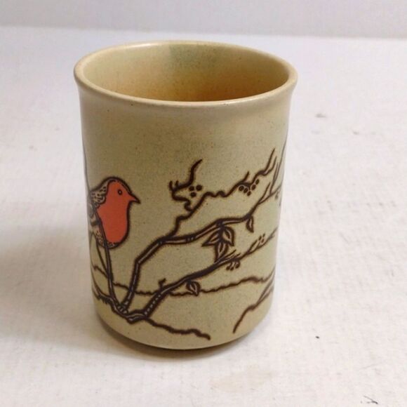 Vintage Coffee Mug Beige Robin Red Breast Pattern Cameron Korea - Picture 8 of 8